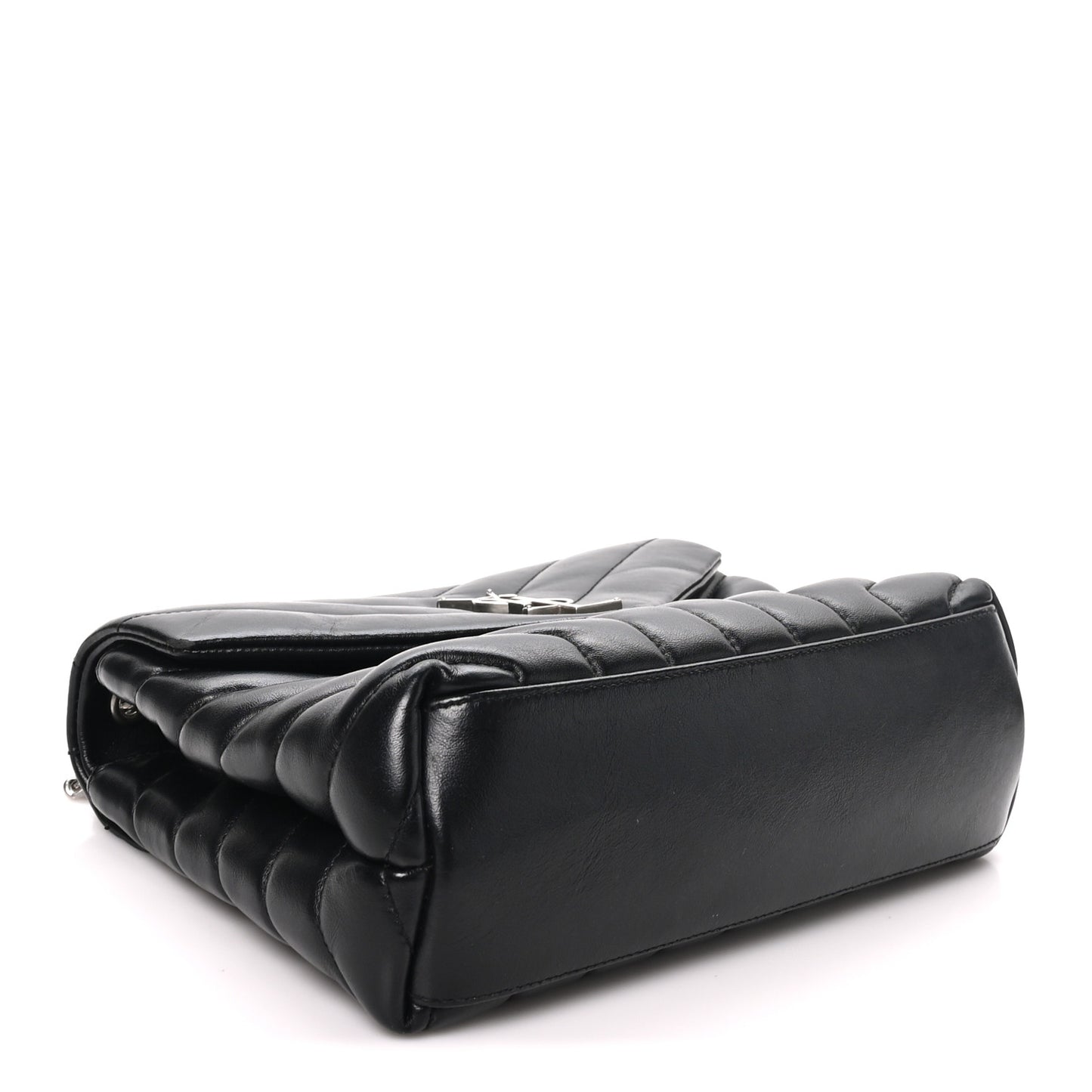 Calfskin Y Quilted Monogram Small Loulou Chain Satchel Black