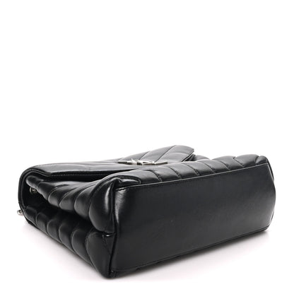 Saint Laurent Calfskin Y Quilted Monogram Small Loulou Chain Satchel Black 4 of 9
