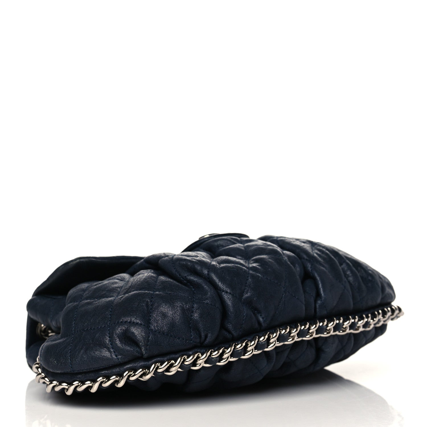 Chanel Washed Lambskin Quilted Medium Chain Around Messenger Navy Blue 3 of 9