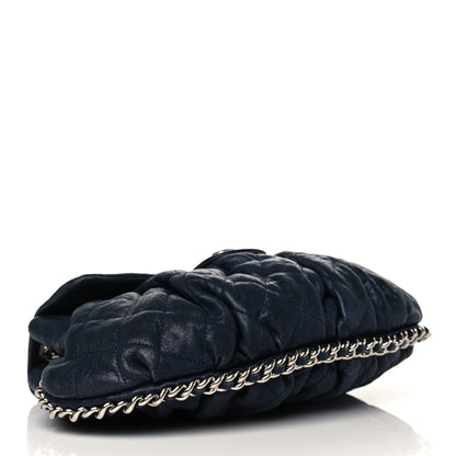 Chanel Washed Lambskin Quilted Medium Chain Around Messenger Navy Blue 3 of 9