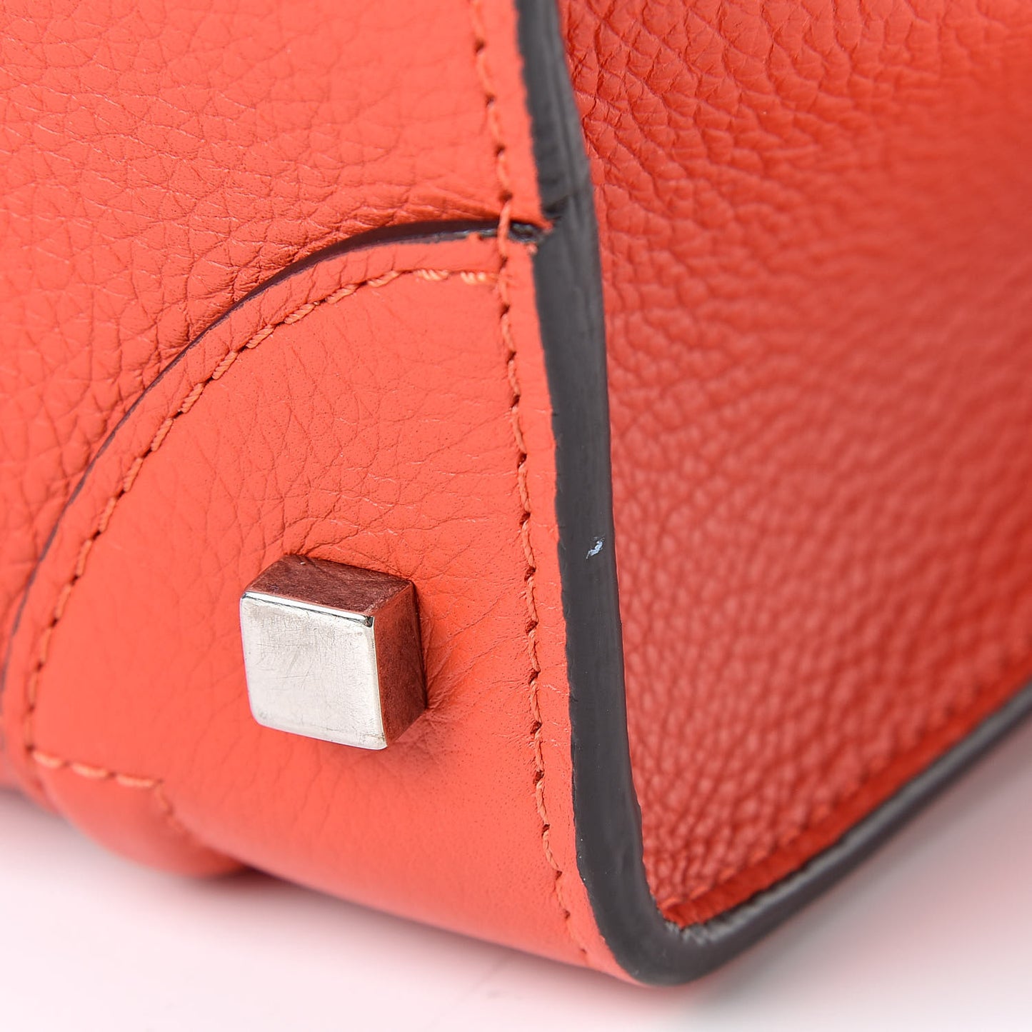 Drummed Calfskin Mini Luggage Vermillion