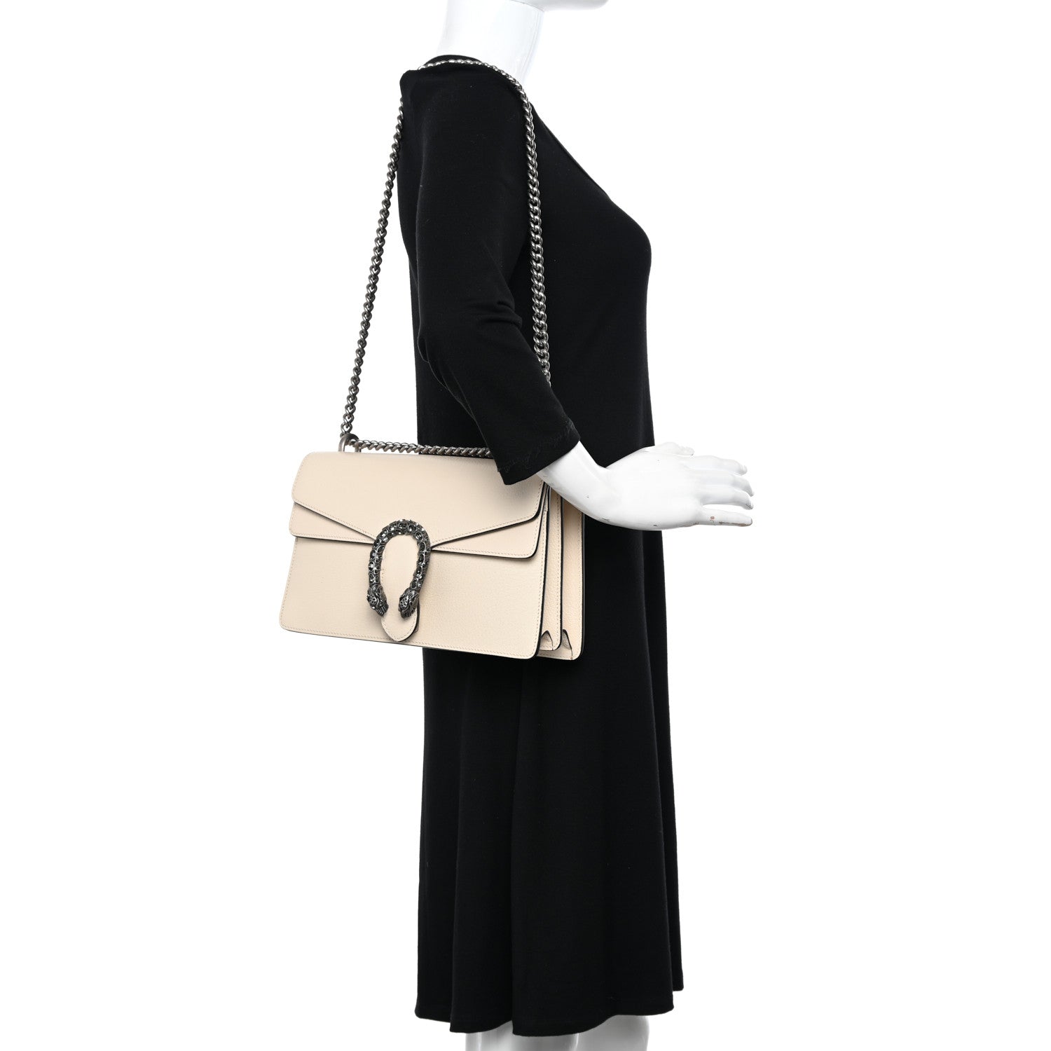 Gucci Textured Calfskin Crystal Small Dionysus Shoulder Bag Mystic White 2 of 12