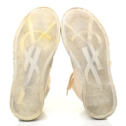 Saint Laurent Distressed Canvas Smoking Forever High Top Sneakers 35.5 Milk Panna 5 of 9