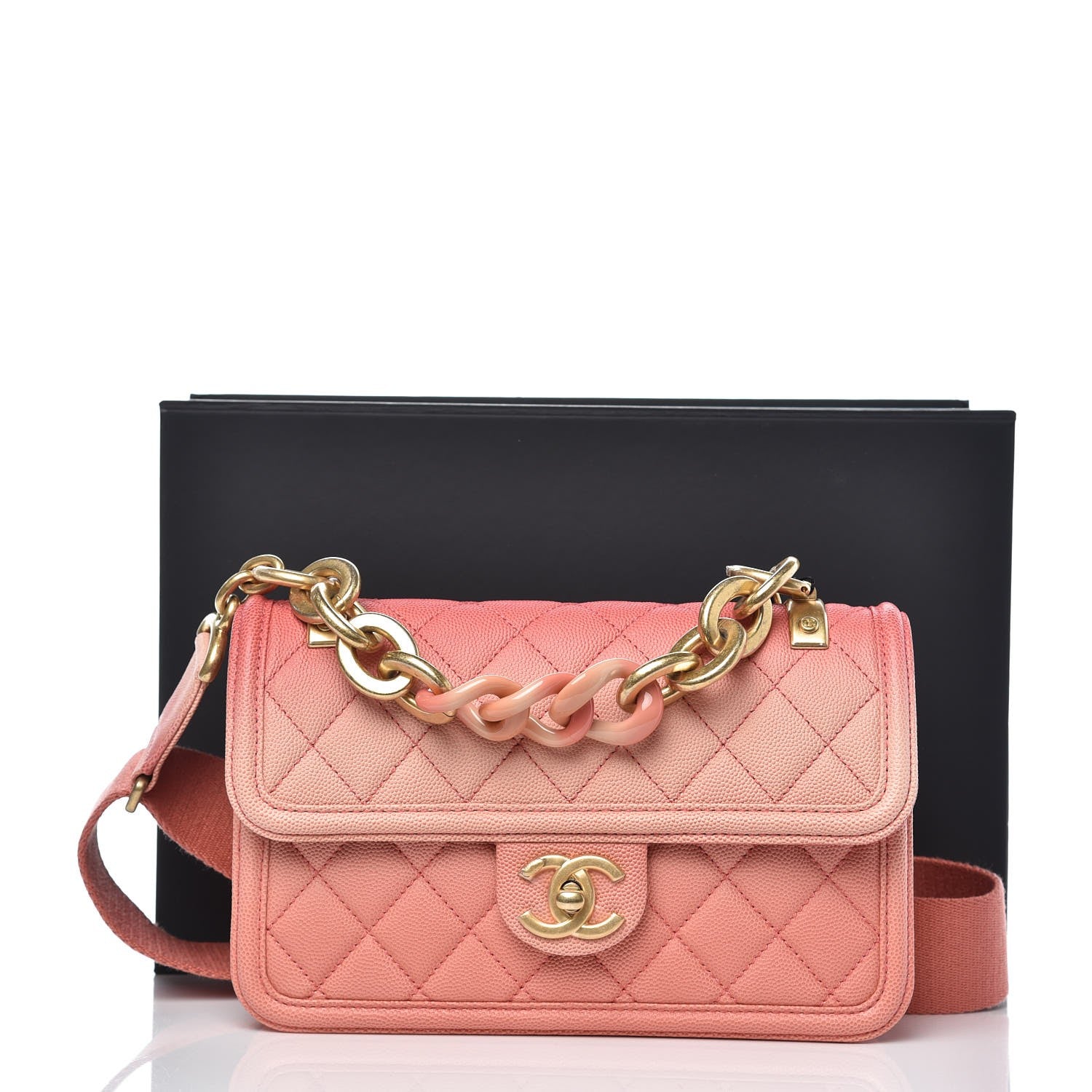 Chanel Caviar Quilted Small Sunset On The Sea Flap Coral 8 of 8
