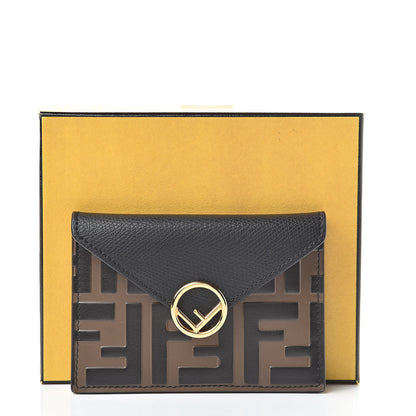 Fendi Vitello Cruise F is Fendi Bi-Color FF 1974 Embossed Small Envelope Pouch Maya Black 7 of 7