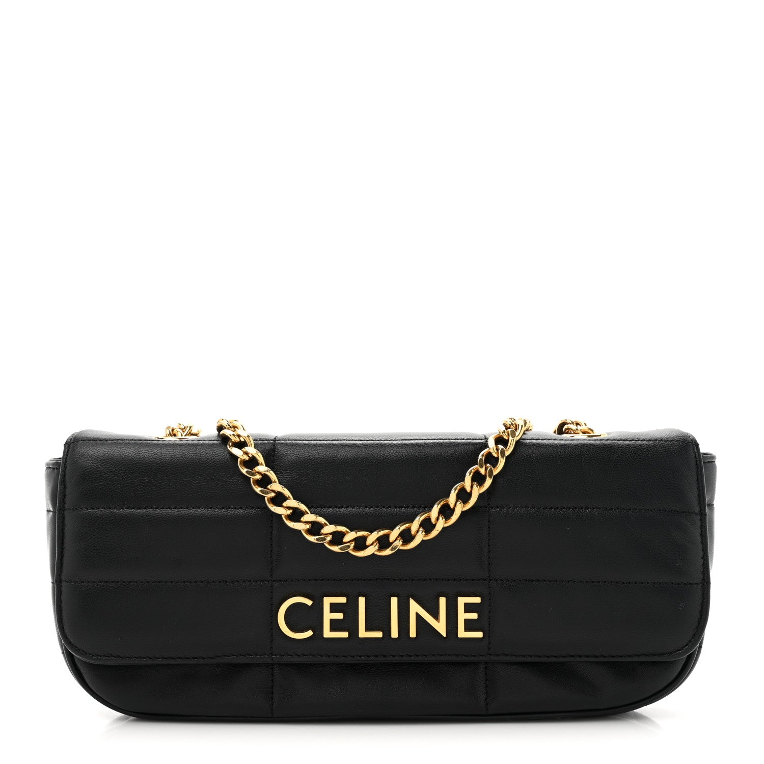 Celine Goatskin Matelasse Chain Shoulder Bag Black 1 of 11