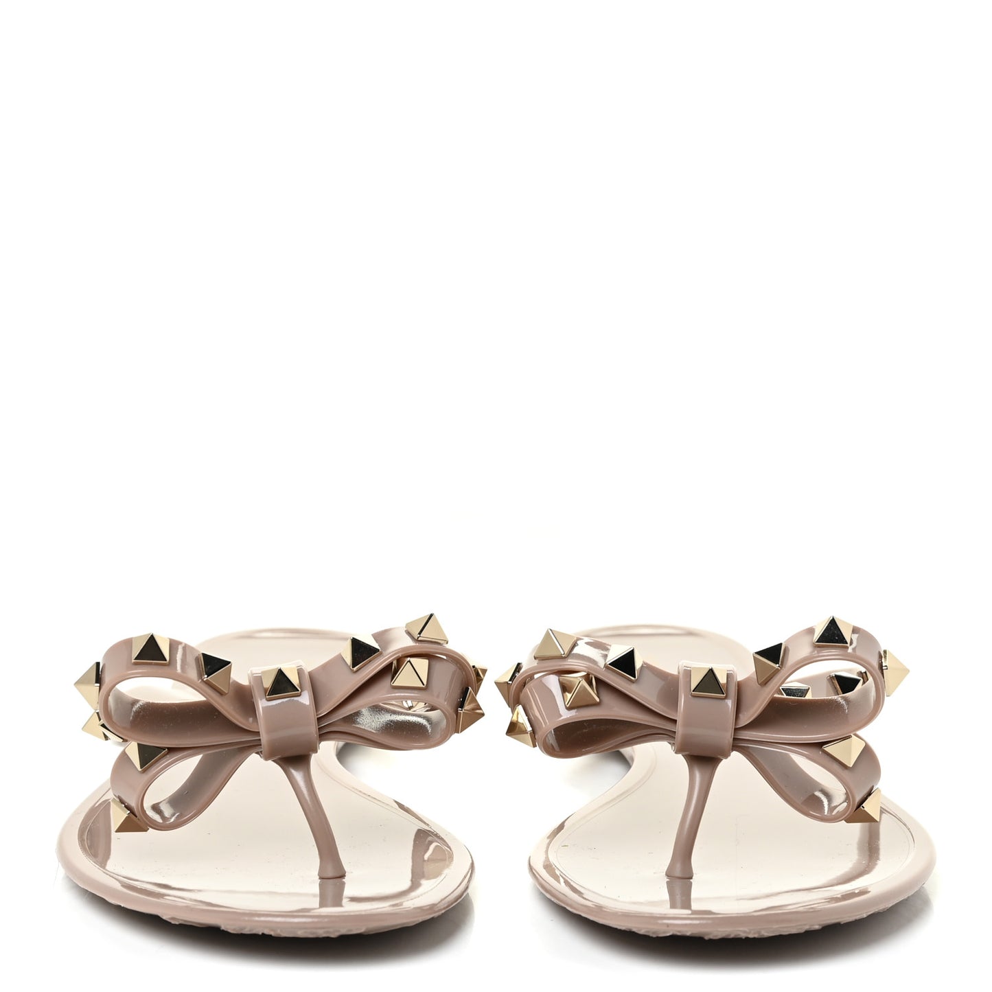 PVC Jelly Rockstud Bow Thong Sandals 38 Poudre