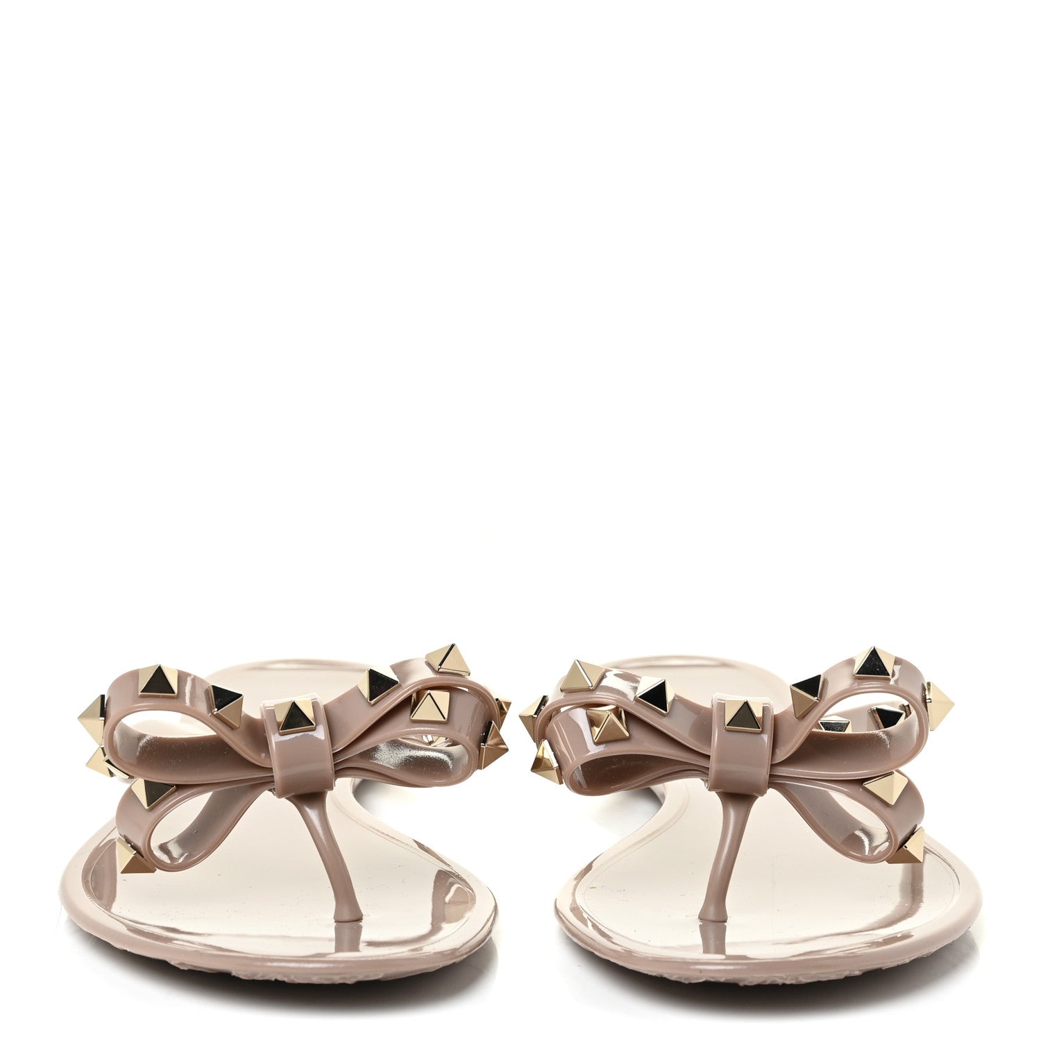 Valentino Garavani PVC Jelly Rockstud Bow Thong Sandals 38 Poudre 2 of 11