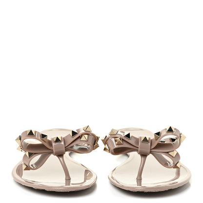 Valentino Garavani PVC Jelly Rockstud Bow Thong Sandals 38 Poudre 2 of 11