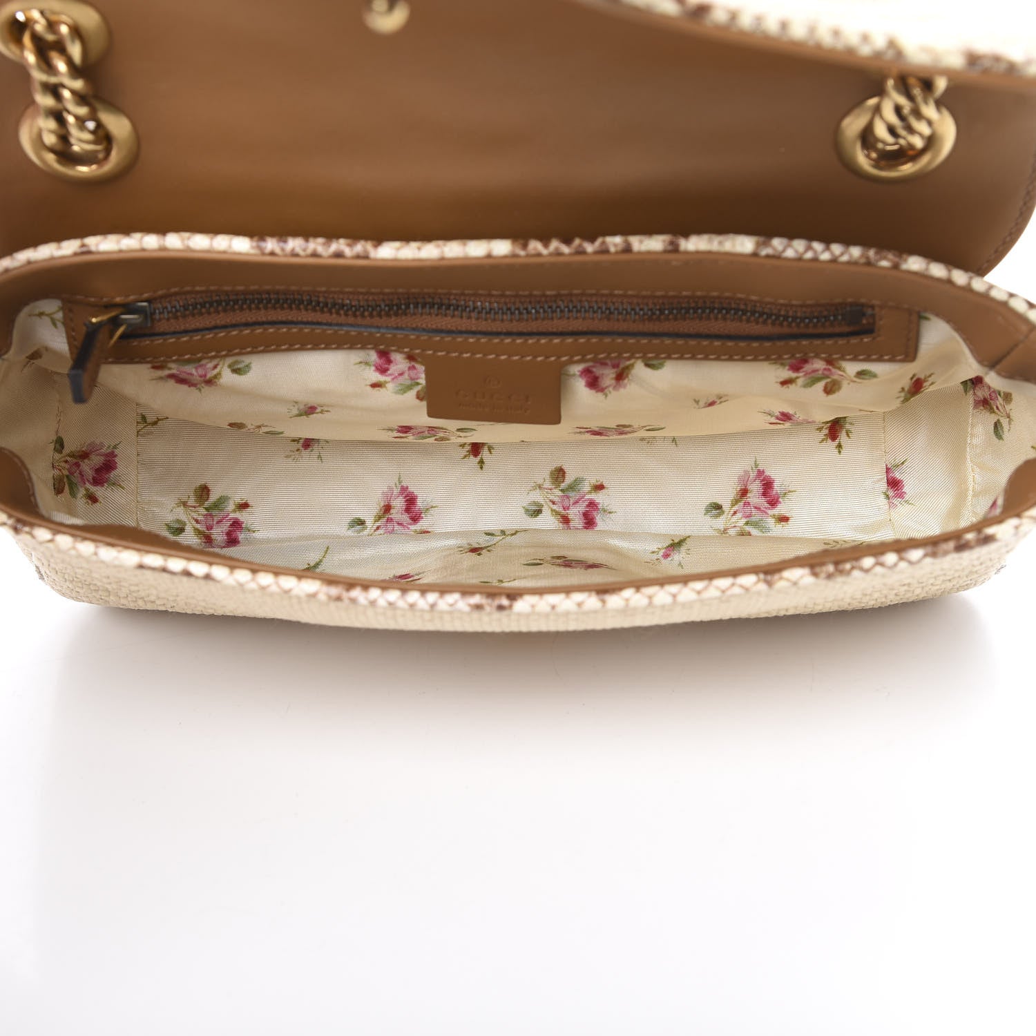Gucci Raffia Elaphe Matelasse Small GG Marmont Shoulder Bag Natural Cream Brown 5 of 10