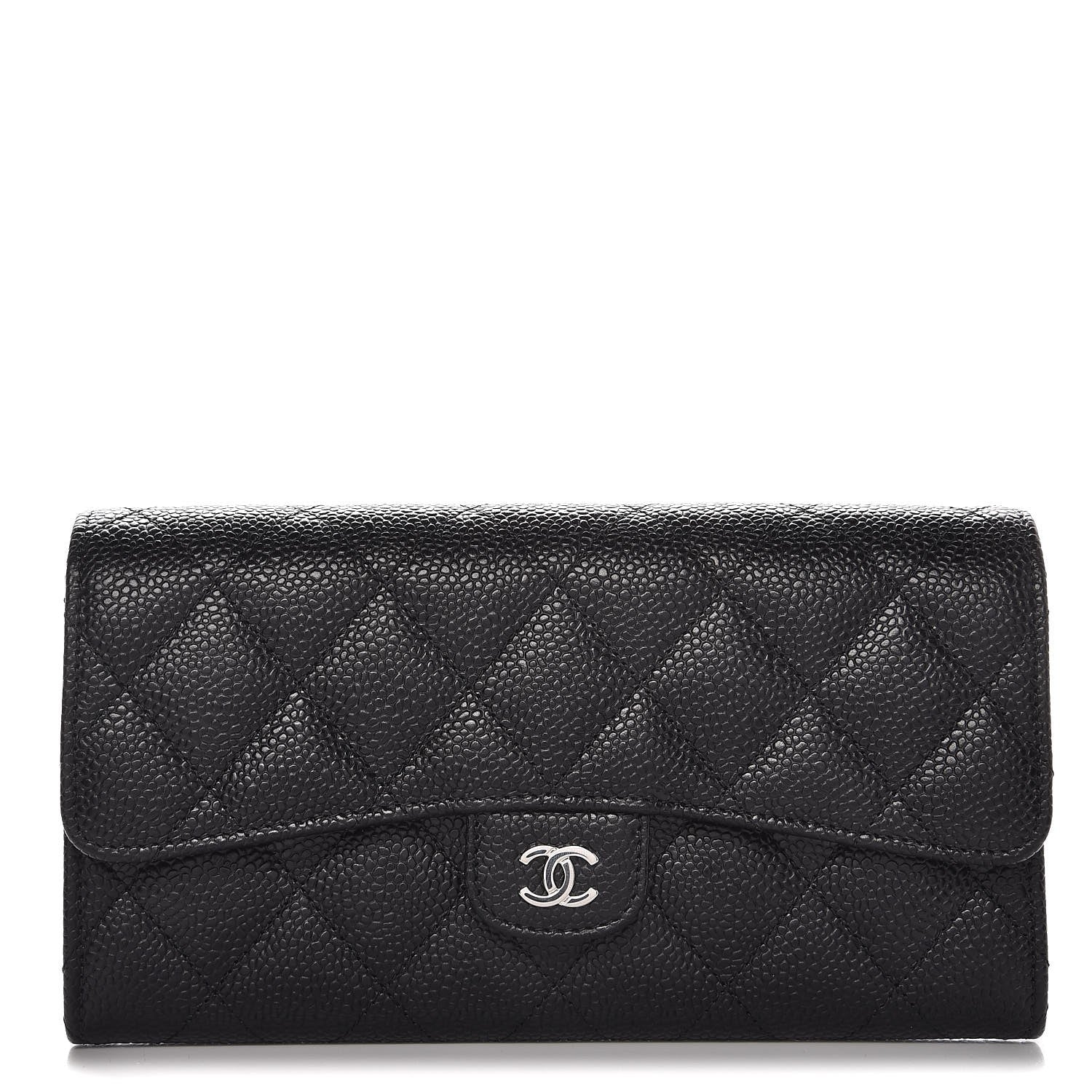 Chanel Caviar Quilted Large Gusset Flap Wallet Black 1 of 9