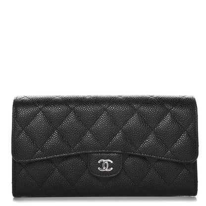Chanel Caviar Quilted Large Gusset Flap Wallet Black 1 of 9