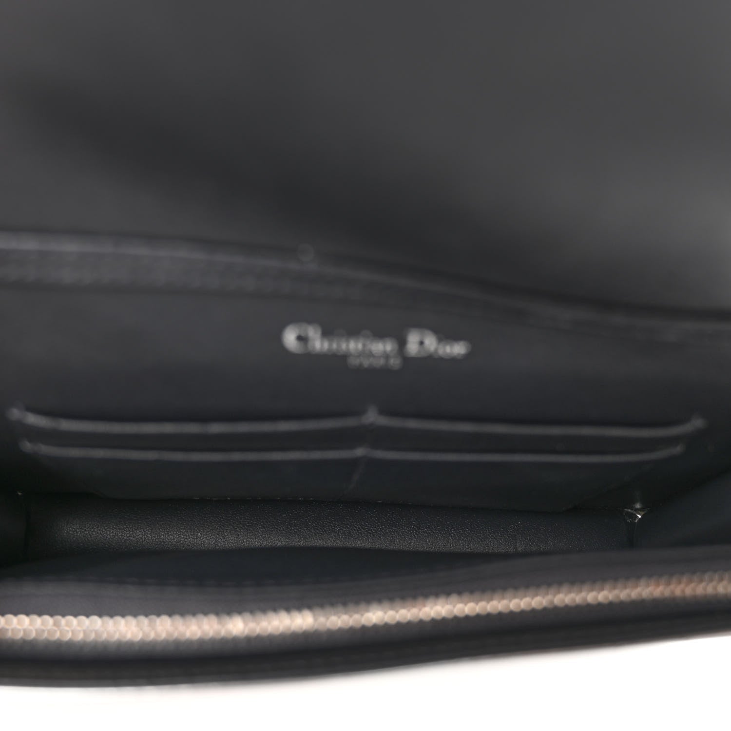 Christian Dior Metallic Patent Micro-Cannage Diorama Wallet on Chain Pouch Silver 5 of 10