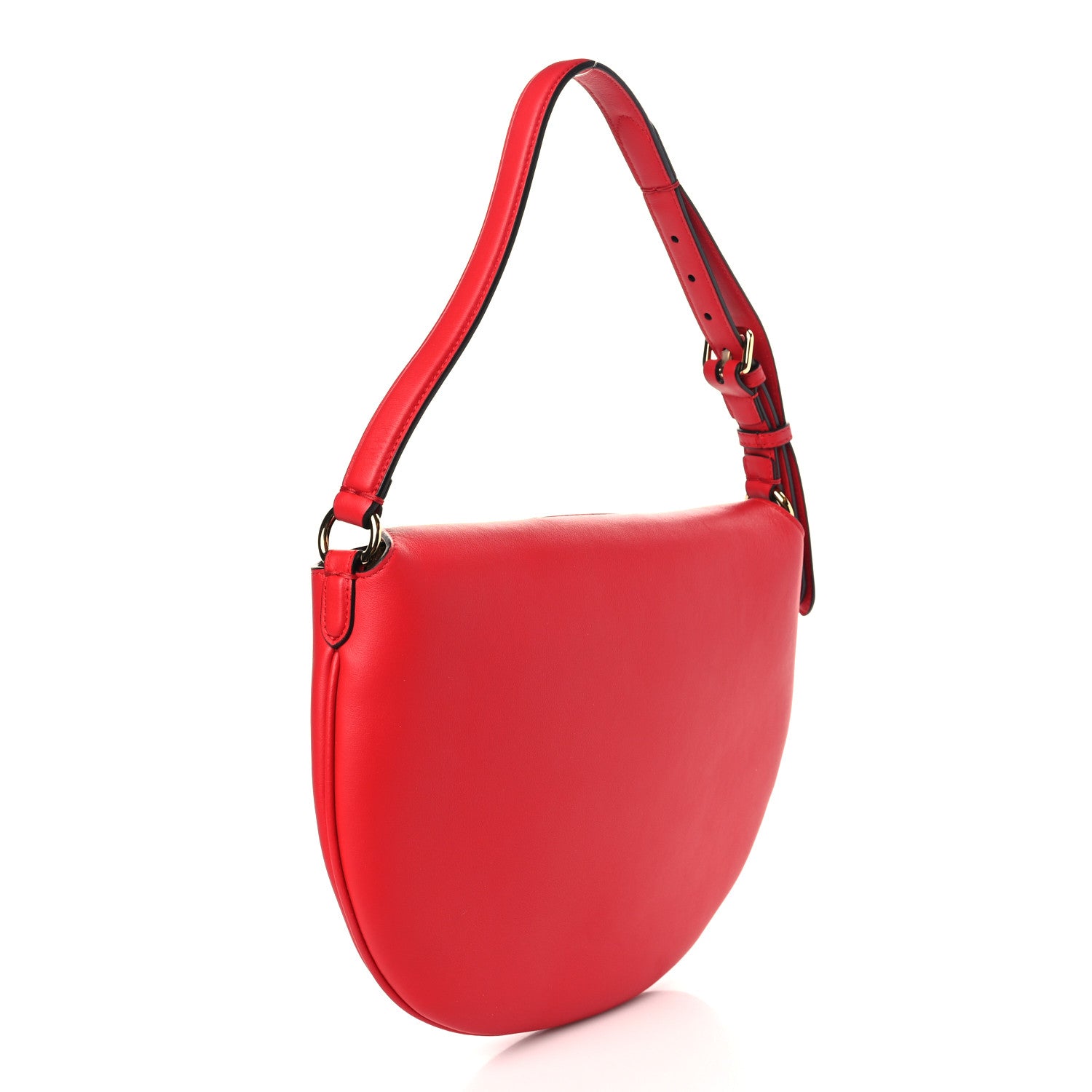 Fendi Vitello Grace Suede Small Croissant Hobo Rosso Cardinale 3 of 9