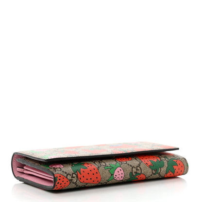 Gucci GG Supreme Monogram Strawberry Flap Wallet Light Pink 4 of 12