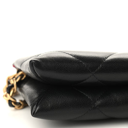 Chanel Shiny Goatskin Quilted Small Chanel 19 Pouch With Handle Black 8 of 10