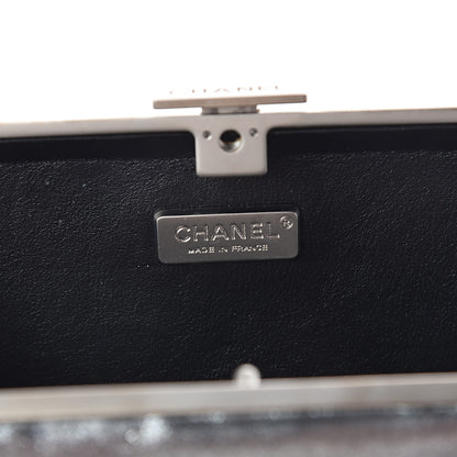 Chanel Iridescent Calfskin Quilted CC Lock Evening Clutch Silver 5 of 6