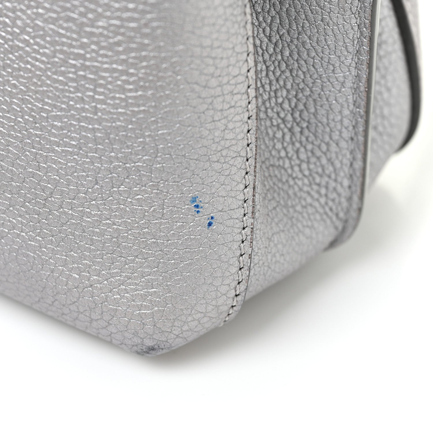 MCM Metallic Grained Calfskin Mini Milla Tote Spike Silver 17 of 21