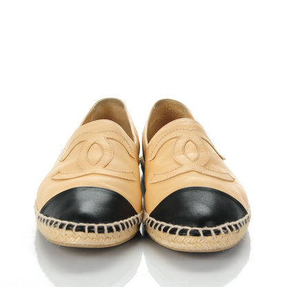Chanel Lambskin CC Espadrilles 39 Beige Black 2 of 9