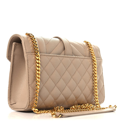 Saint Laurent Grain De Poudre Textured Mixed Matelasse Triquilt Small Monogram Satchel Dark Beige 3 of 9