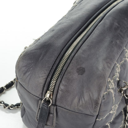 Chanel Lambskin Tweed Double Stitch Bowler Grey 6 of 10