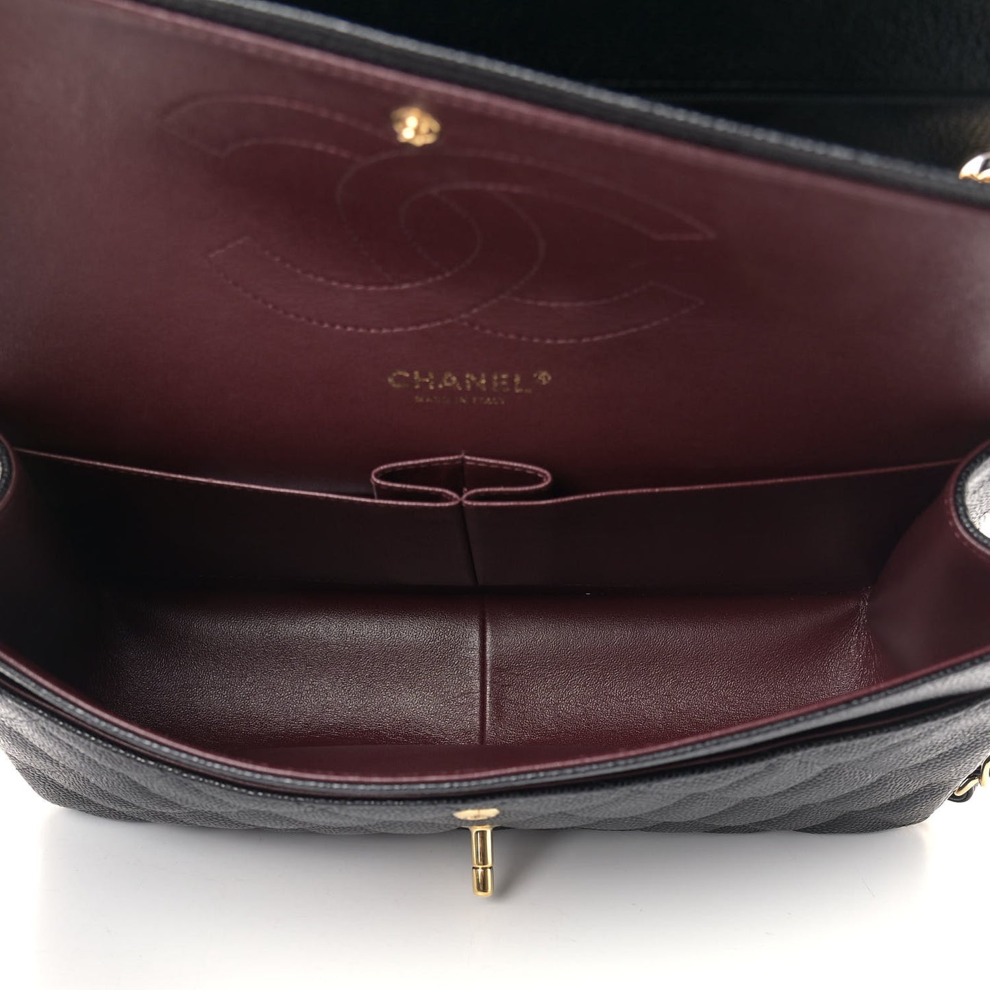 Caviar Quilted Jumbo Double Flap Black