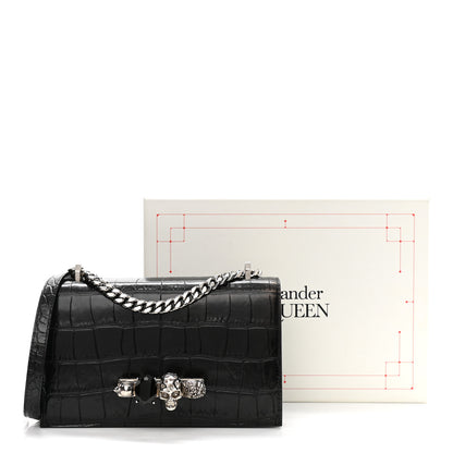 Alexander McQueen Crocodile Embossed Calfskin Knuckle Crossbody Black 10 of 10