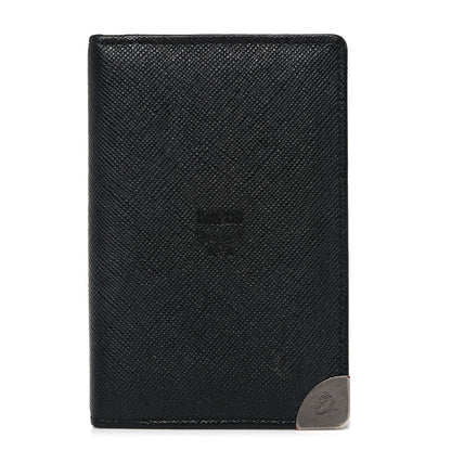 MCM Saffiano Bi-Fold Vertical Wallet Black 1 of 11