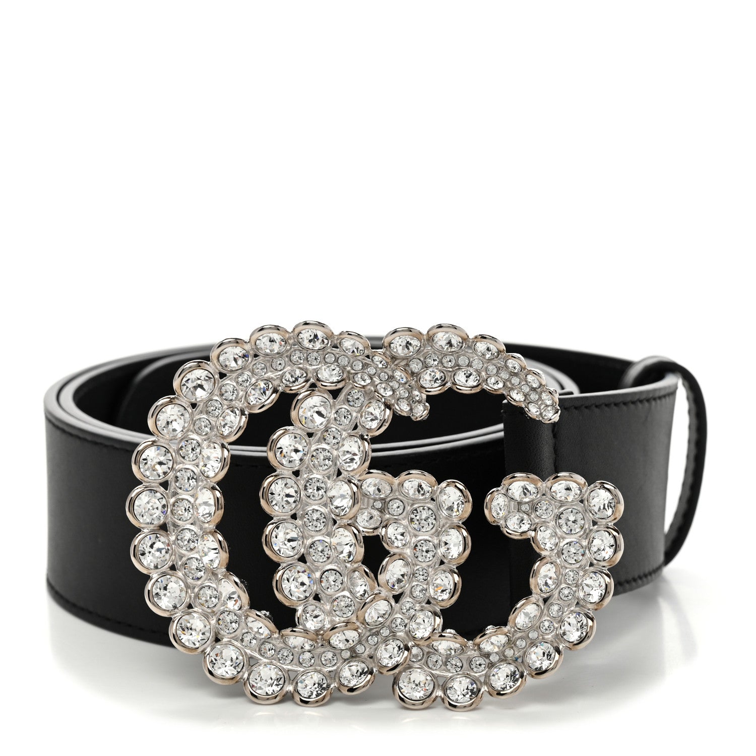 Gucci Calfskin Crystal Double G 40mm Belt 80 32 Black 1 of 5