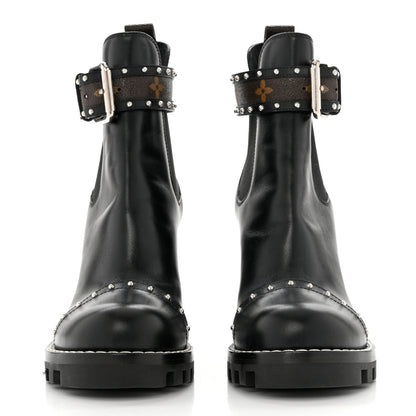 Louis Vuitton Calfskin Monogram Star Trail Chelsea Ankle Boots 38 Black 2 of 7