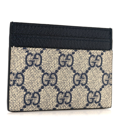 Gucci GG Supreme Monogram Textured Dollar Calfskin Web Ophidia Card Holder Beige Blue 3 of 6