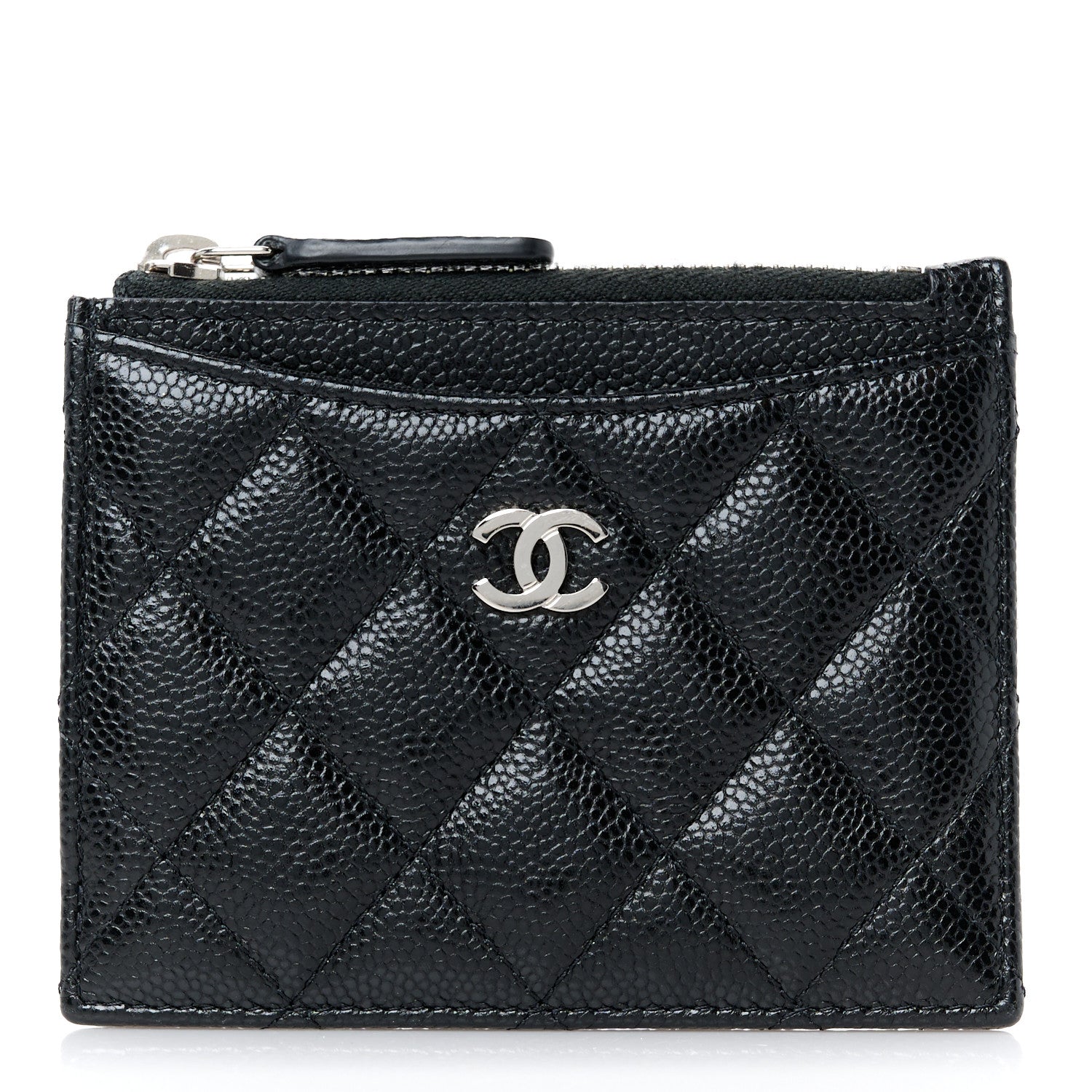 Chanel Caviar Quilted CC Zip Card Holder Black 1 of 8
