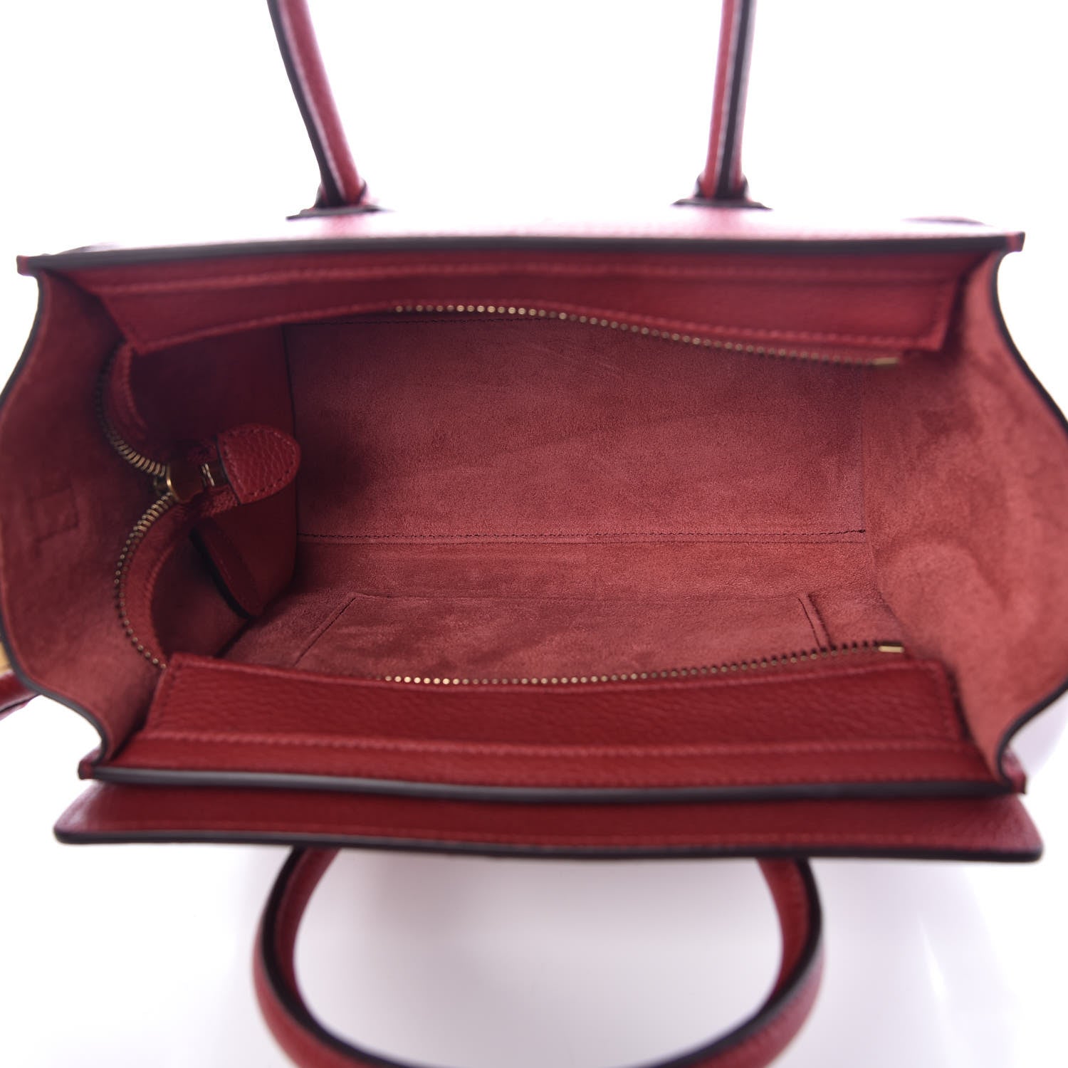 Celine Drummed Calfskin Nano Luggage Coquelicot 5 of 7