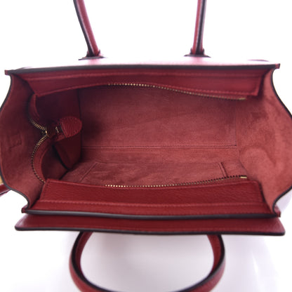 Celine Drummed Calfskin Nano Luggage Coquelicot 5 of 7