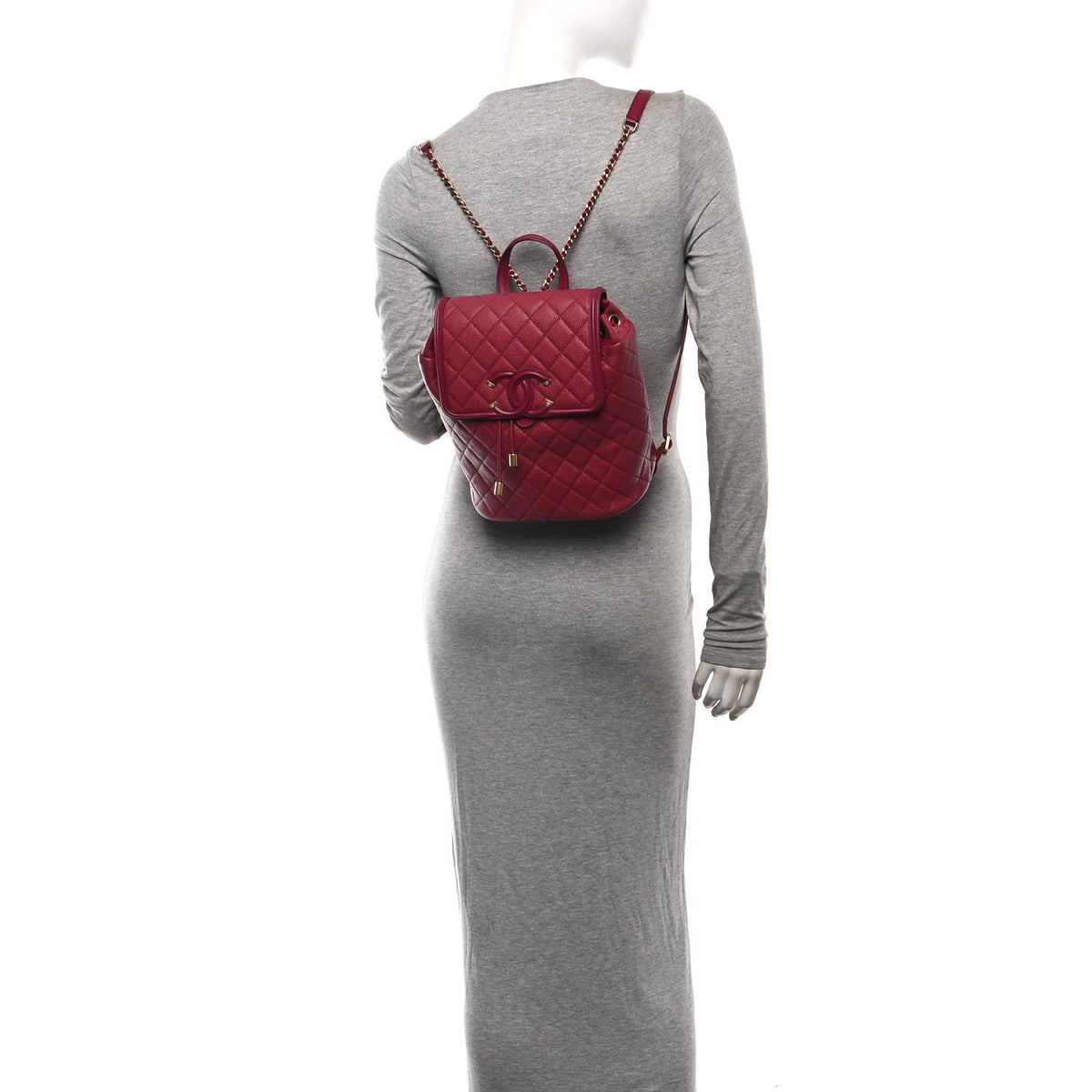 Chanel Caviar Quilted Filigree Backpack Dark Pink 2 of 10
