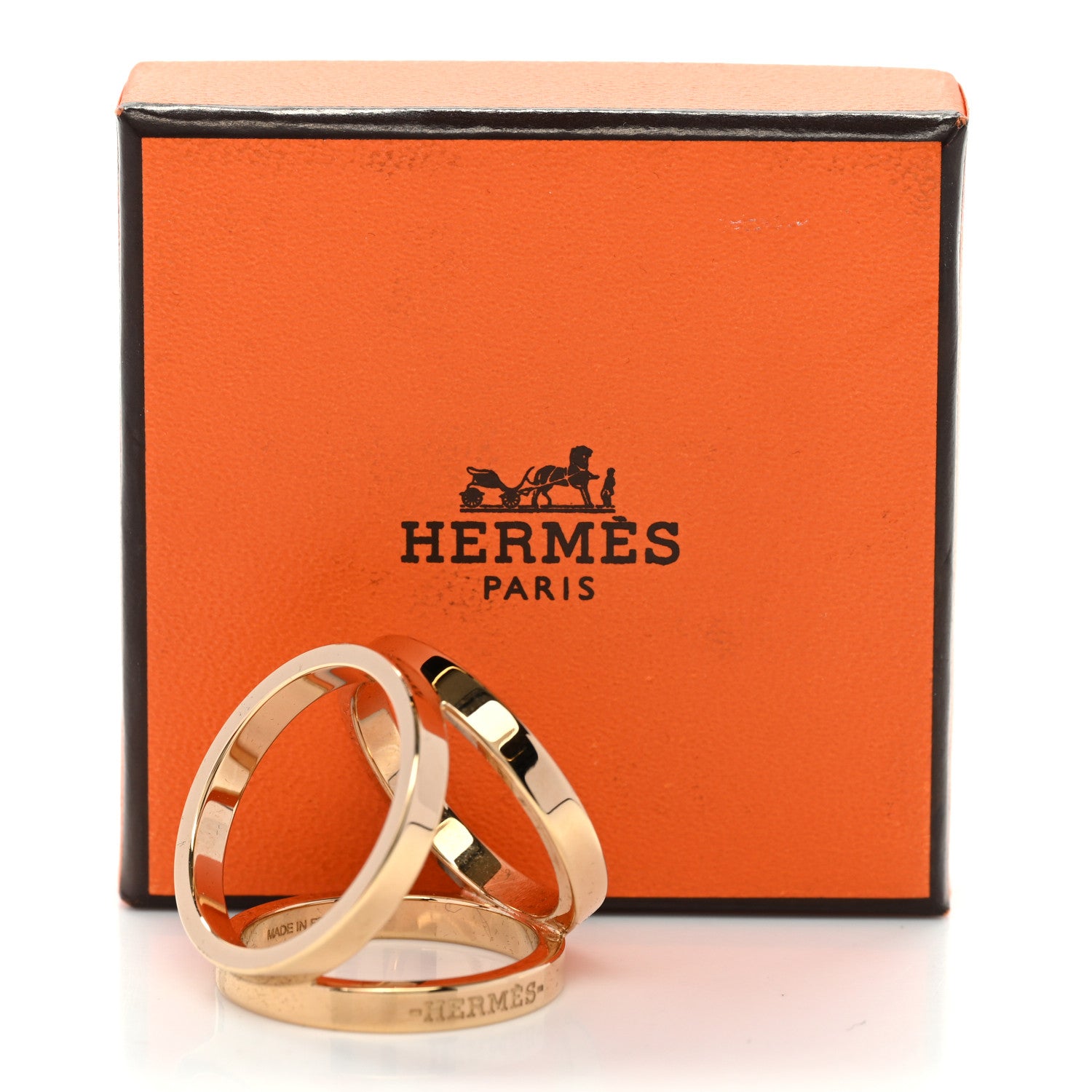 Hermes Permabrass Gold Plated Trio Scarf Ring 6 of 6