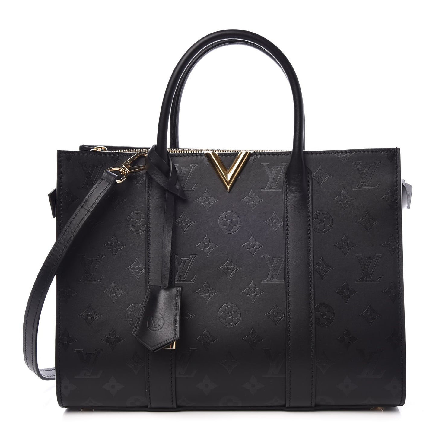 Monogram Cuir Plume Very Tote MM Black
