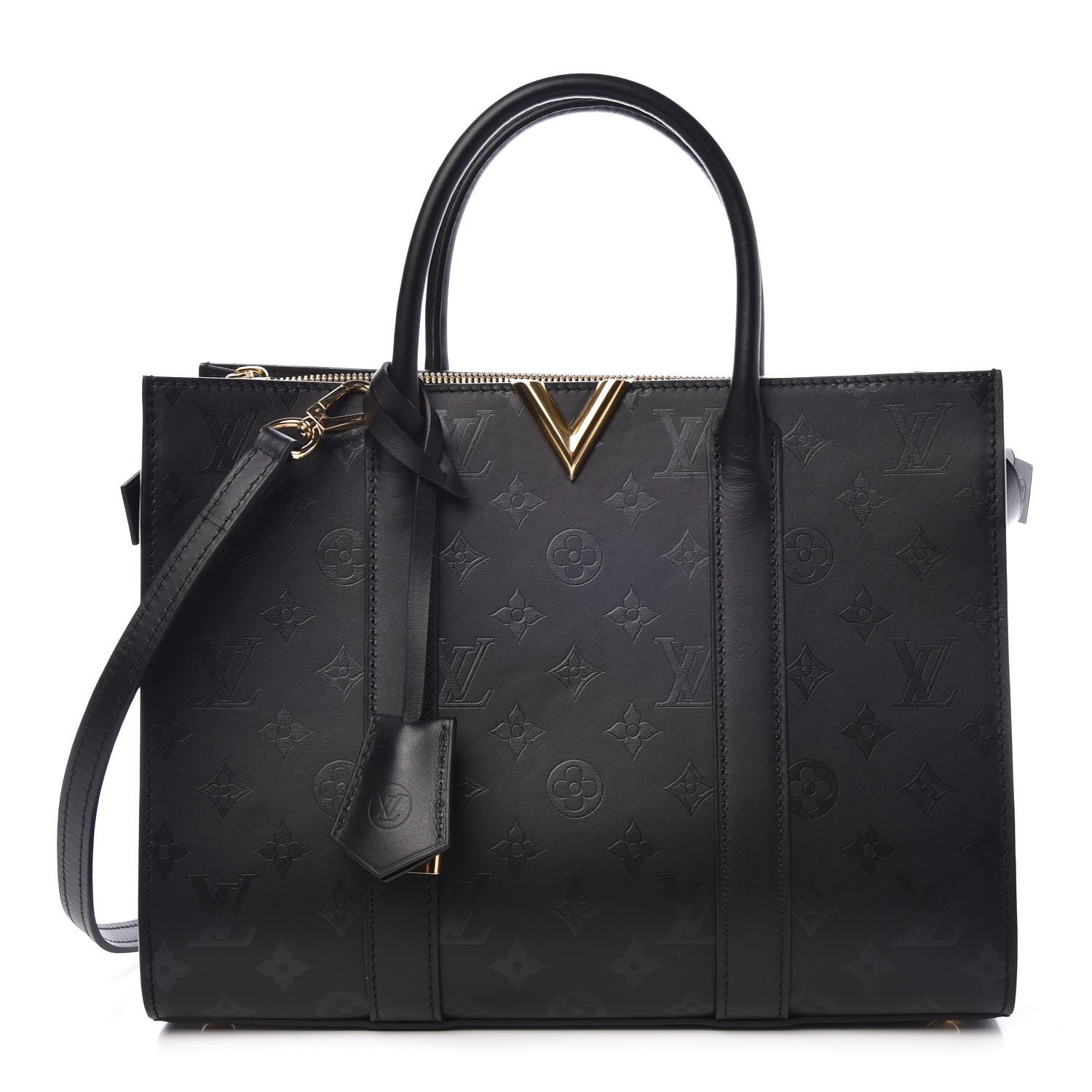 Louis Vuitton Monogram Cuir Plume Very Tote MM Black 1 of 10
