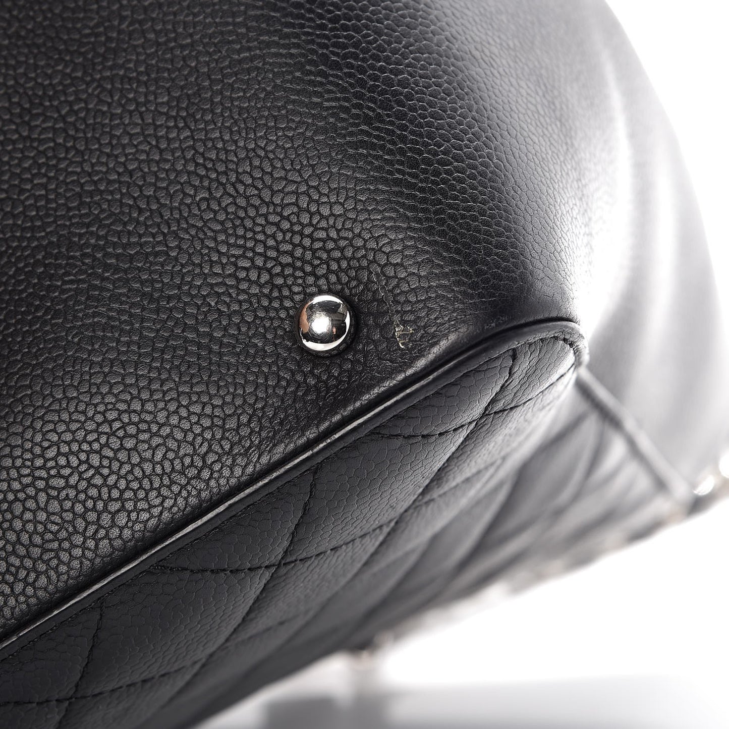 Caviar Quilted Large CC Box Shopping Tote Black