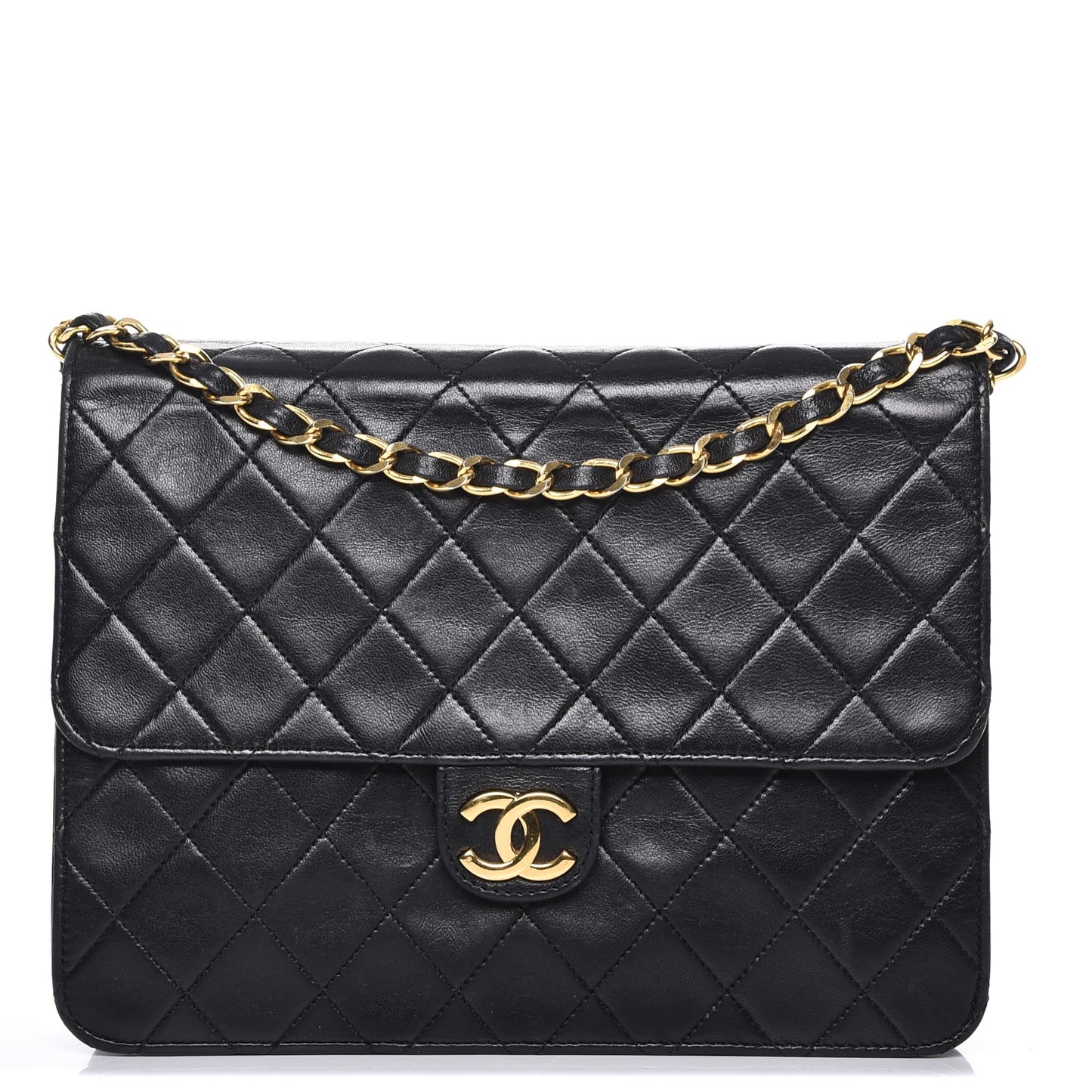 Lambskin Quilted Small Single Flap Black