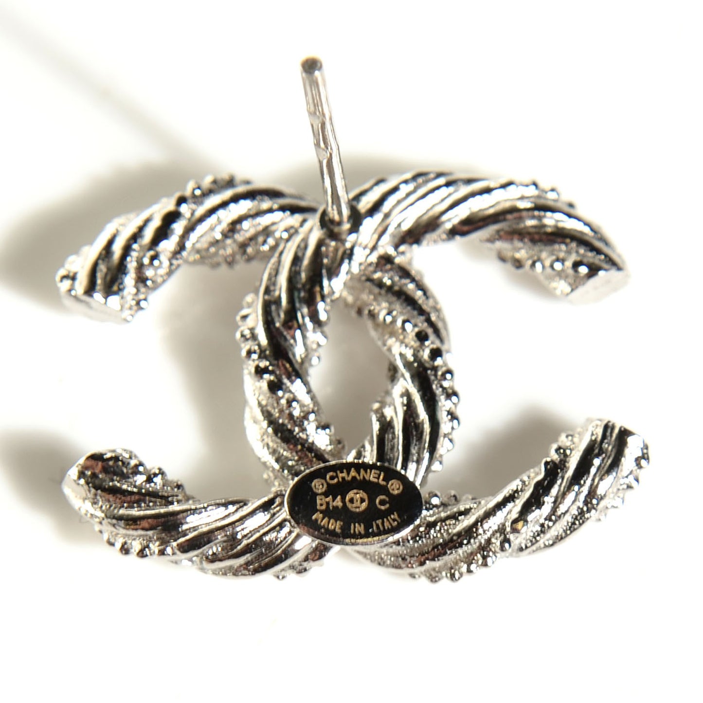 Crystal CC Twisted Earrings Silver