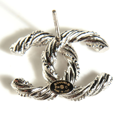 Chanel Crystal CC Twisted Earrings Silver 5 of 5