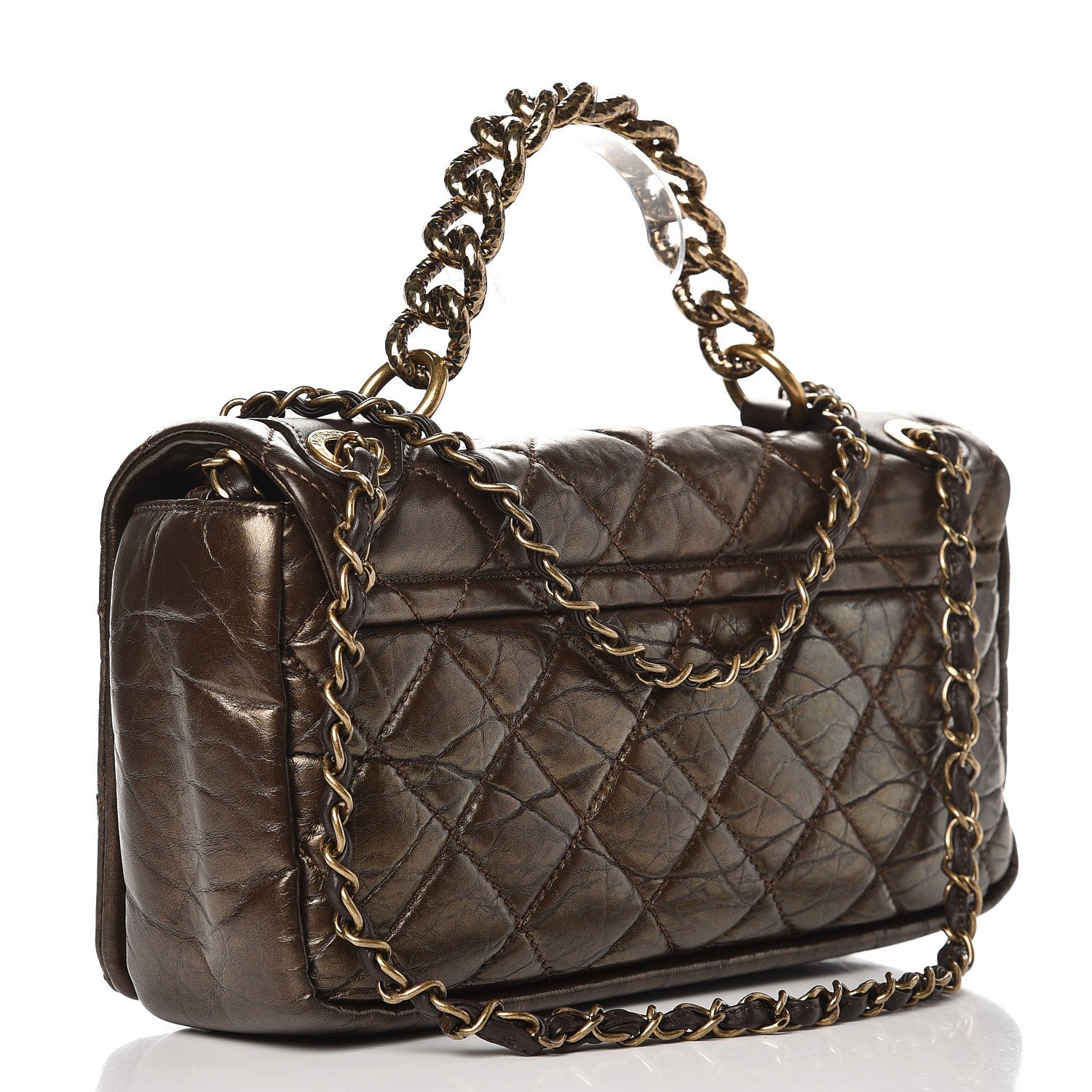 Chanel Aged Calfskin Quilted Small Pondichery Flap Dark Brown 3 of 8