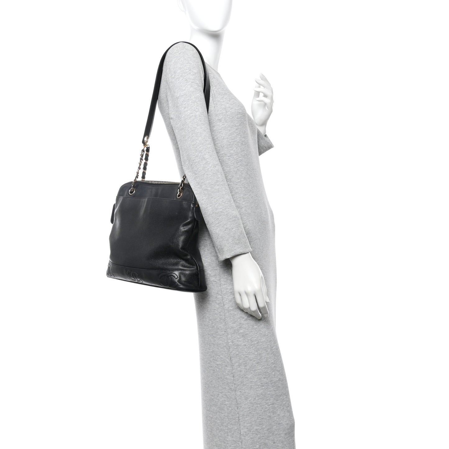 Caviar Triple CC Shoulder Bag Black