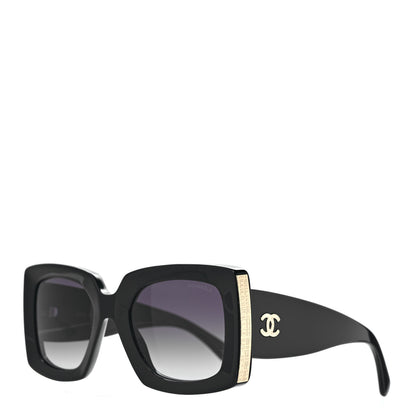 Chanel Acetate Rectangle Sunglasses 5435 Black 1 of 8