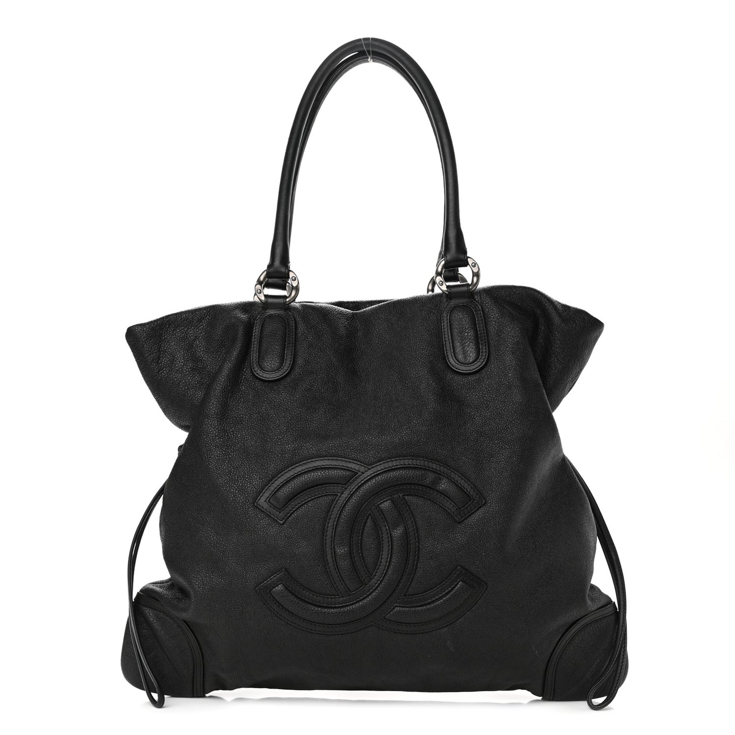 Calfskin CC Shoulder Bag Black