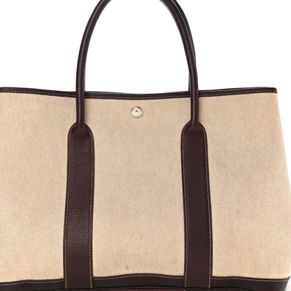 Hermes Buffle Skipper Toile Garden Party 36 MM Tote Marron Fonce 7 of 14