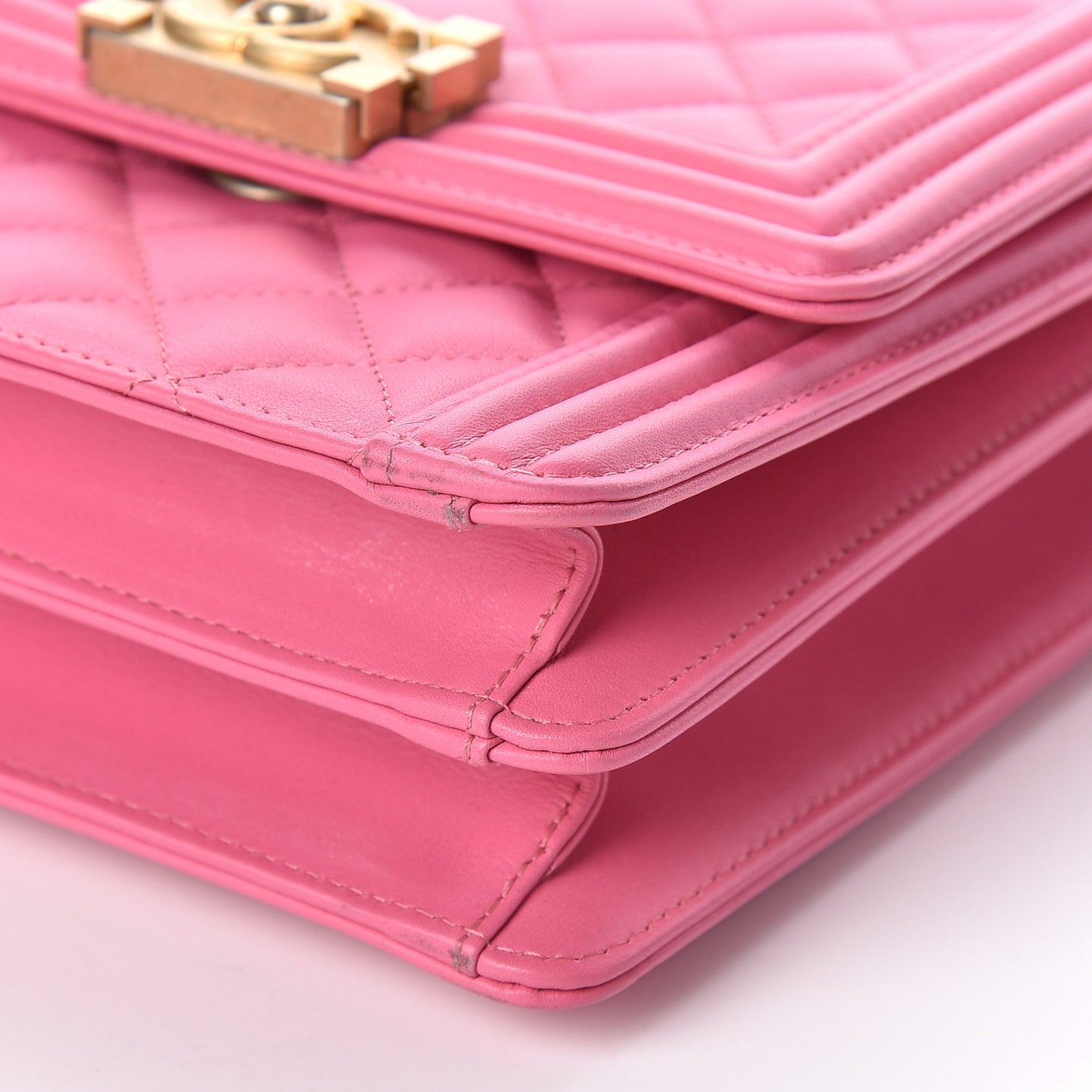 Calfskin Quilted North South Boy Flap Pink
