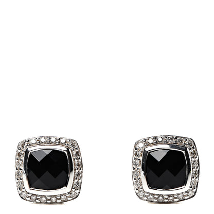 David Yurman Sterling Silver Diamond Black Onyx 7mm Petite Albion Earrings 1 of 3
