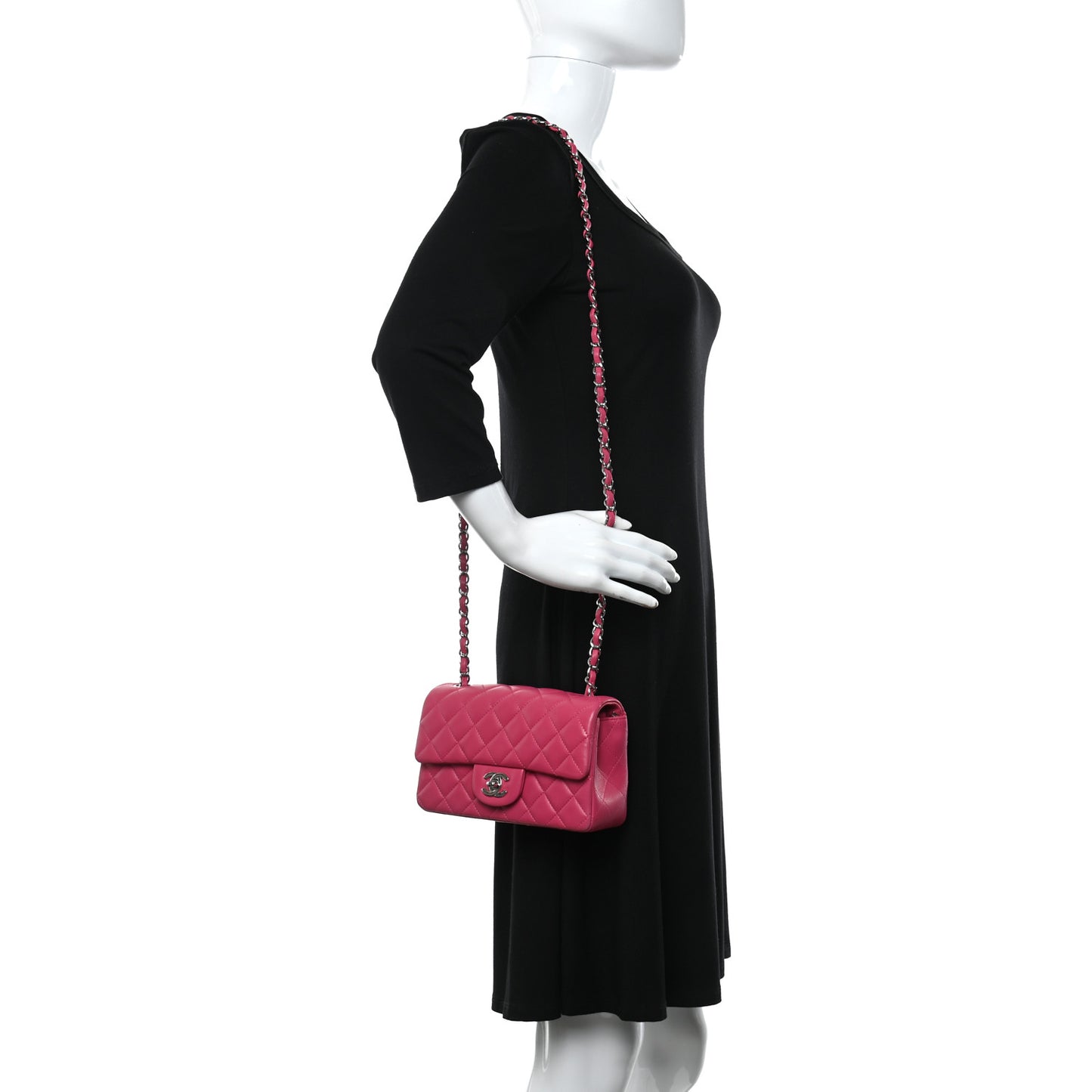Lambskin Quilted Mini Rectangular Flap Pink